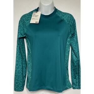 REI Sunscout Rash Guard Shirt Girls Large 14/16 Long Sleeve Teal UPF 50+ NEW